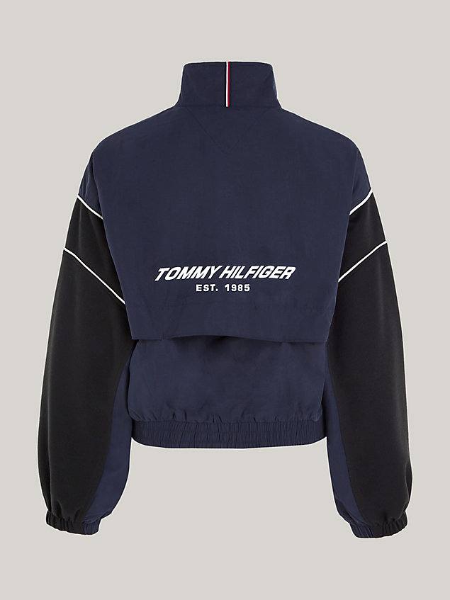 blue sport colour-blocked relaxed trainingsjack voor dames - tommy hilfiger