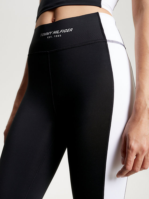 black sport high rise 7/8 length leggings for women tommy hilfiger