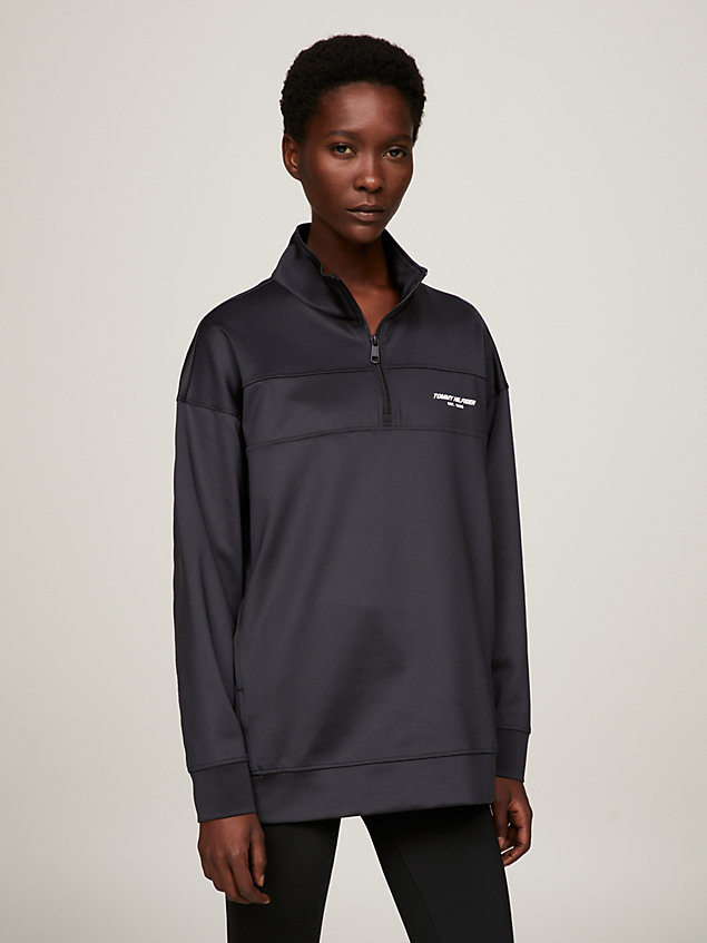 black bluza o luźnym kroju sport essential z logo dla kobiety - tommy hilfiger