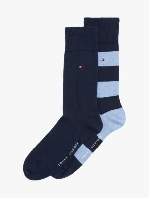 lot de 2 paires de chaussettes rayures rugby blue pour hommes tommy hilfiger