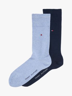 blue 2-pack flag embroidery socks for men tommy hilfiger