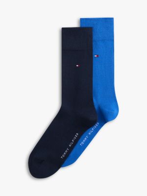 2 pack calzini corti con bandierina ricamata blue da uomini tommy hilfiger