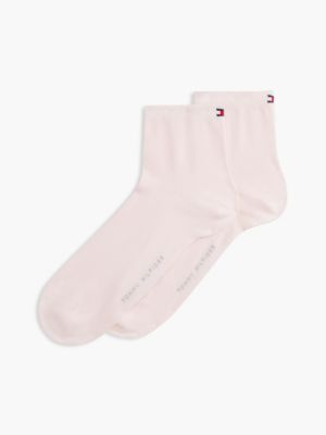 pink 2-pack flag embroidery short socks for women tommy hilfiger