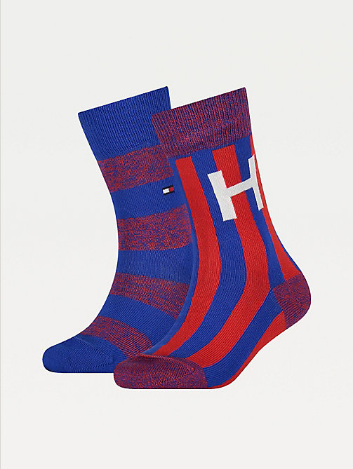 blue 2-pack collegiate stripe socks for unisex tommy hilfiger