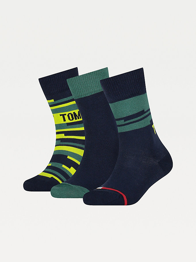 green 3-pack socks gift box for unisex tommy hilfiger