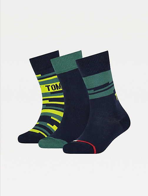 groen set van 3 paar sokken in cadeaubox voor unisex - tommy hilfiger