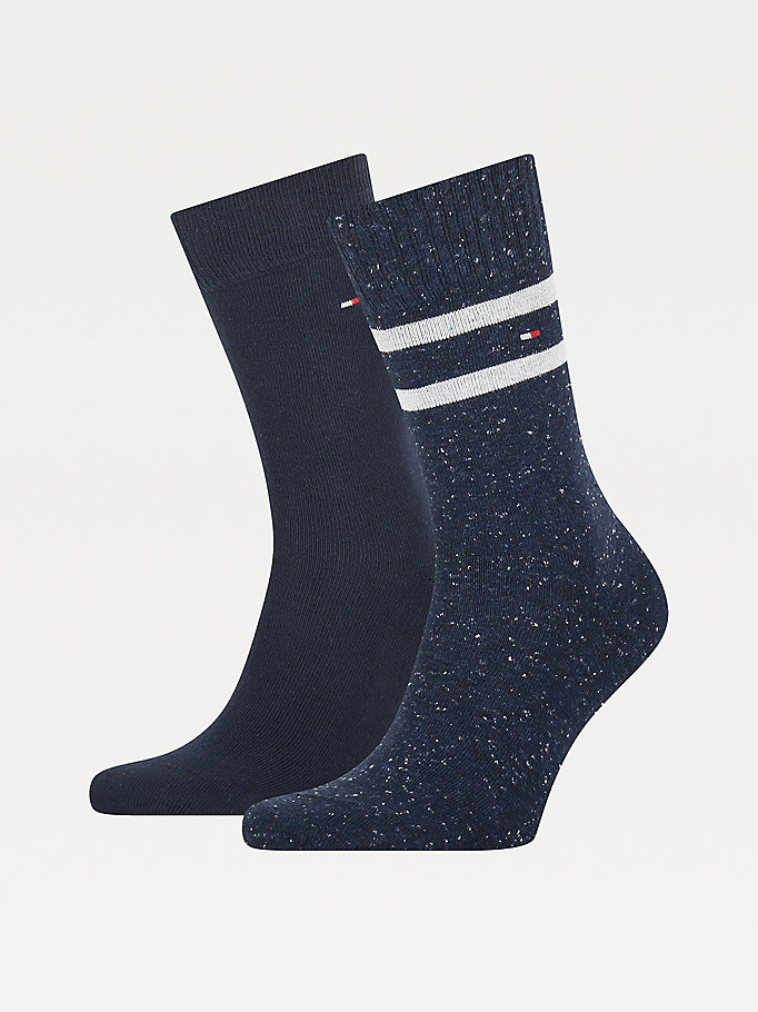blue 2-pack stripe neppy socks for men tommy hilfiger