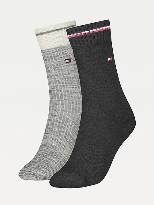 white 2-pack stretch cotton ribbed socks for women tommy hilfiger