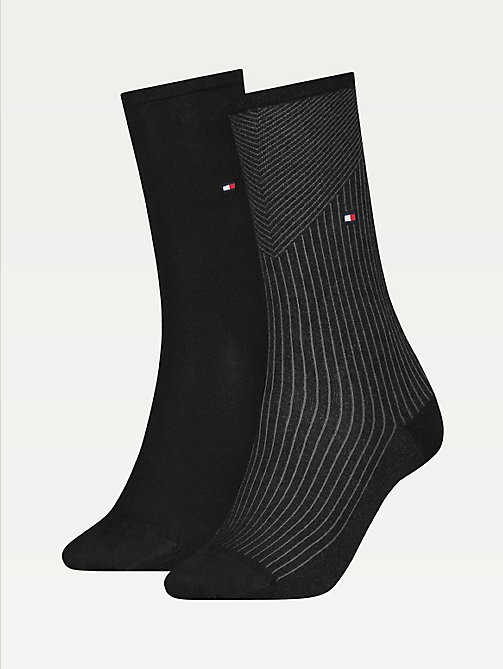 black 2-pack ribbed socks for women tommy hilfiger