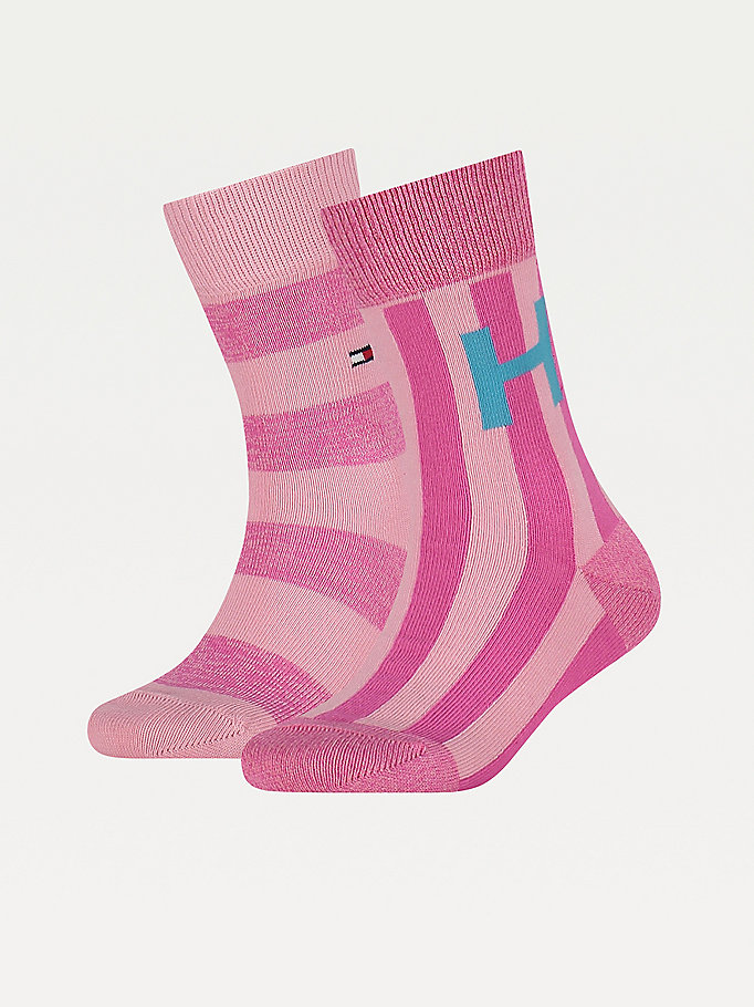 pink 2-pack varsity letter socks for unisex tommy hilfiger