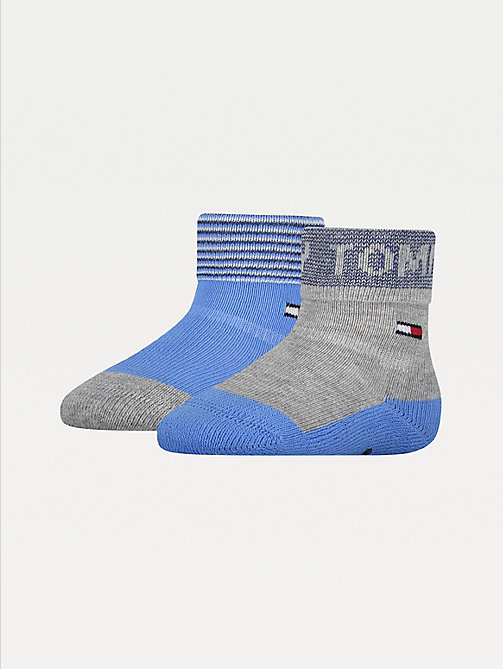 blue 2-pack fold-over cuff socks for unisex tommy hilfiger