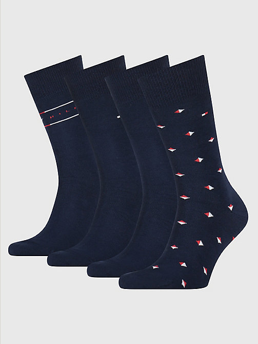 pack de 4 pares de calcetines clásicos y caja azul de men tommy hilfiger