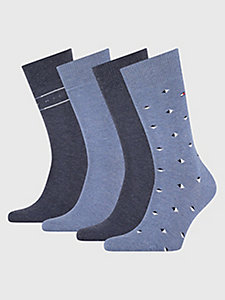 coffret cadeau 4 paires de chaussettes bleu pour hommes tommy hilfiger