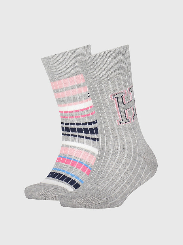pink 2-pack multicolour rib-knit socks for unisex tommy hilfiger