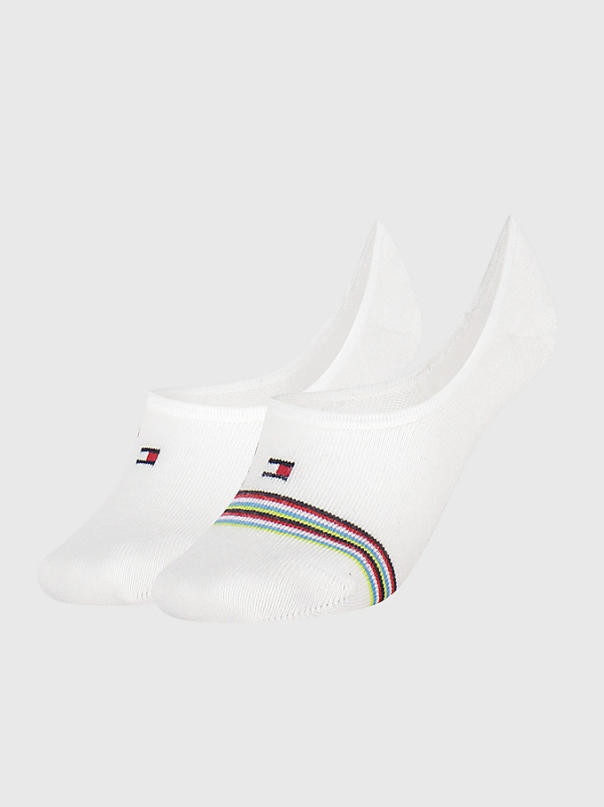 white 2-pack multicolour stripe footie socks for unisex tommy hilfiger
