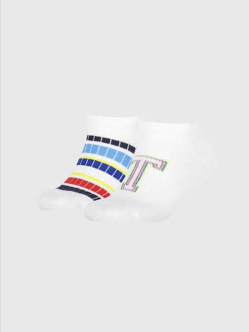 wit set van 2 paar multicolour sneakersokken voor unisex - tommy hilfiger