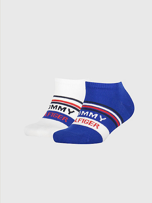 blauw set van 2 paar sneakersokken met logo voor unisex - tommy hilfiger