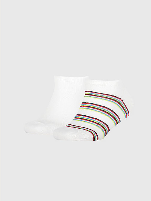 wit set van 2 paar gestreepte sneakersokken voor unisex - tommy hilfiger
