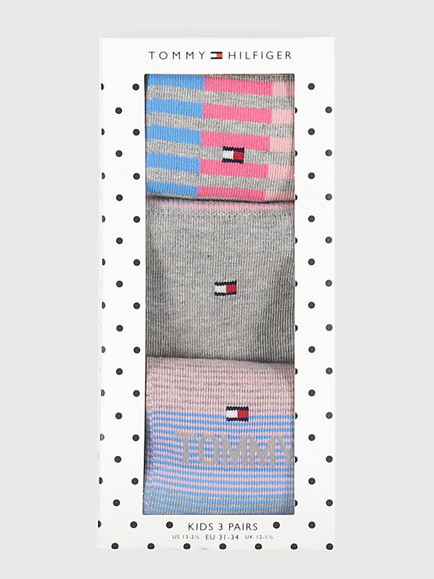PINK / GREY 3-Pack Multicolour Socks Gift Box for unisex TOMMY HILFIGER
