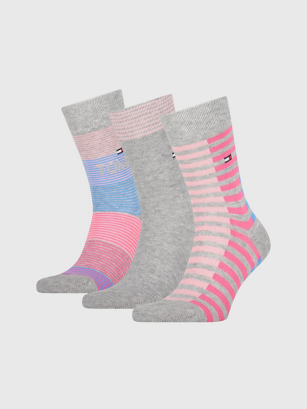 PINK / GREY 3-Pack Multicolour Socks Gift Box for unisex TOMMY HILFIGER