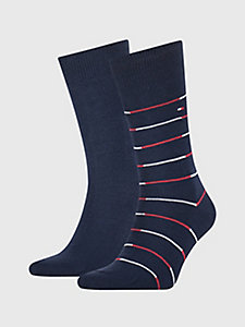 blue 2-pack stripe socks for men tommy hilfiger