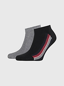 black 2-pack ribbon stripe trainer socks for men tommy hilfiger