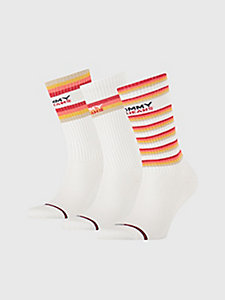 white 3-pack stripe socks gift box for unisex tommy jeans