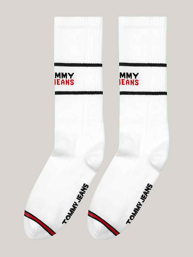 white 2-pack logo socks for unisex tommy jeans