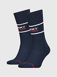 blue 2-pack logo socks for unisex tommy jeans