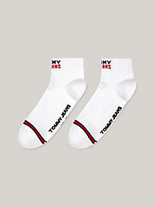 white 2-pack ankle length logo socks for unisex tommy jeans