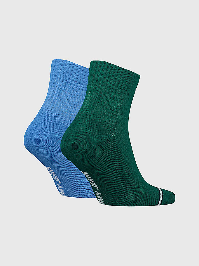 green 2-pack ankle length logo socks for unisex tommy jeans