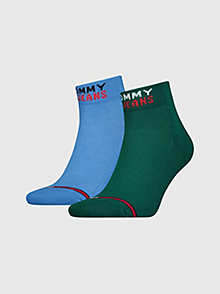green 2-pack ankle length logo socks for unisex tommy jeans
