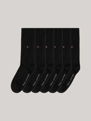 schwarz 6er-pack baumwollsocken mit stretch für herren - tommy hilfiger