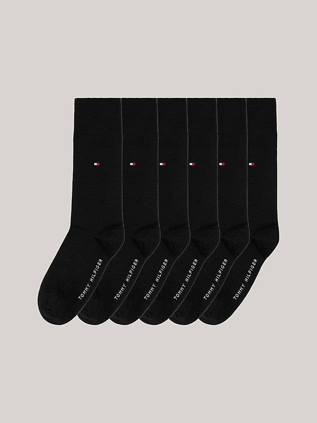 black 6-pack stretch cotton socks for men tommy hilfiger