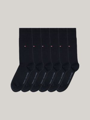 pack de 6 pares de calcetines de algodón blue de hombres tommy hilfiger