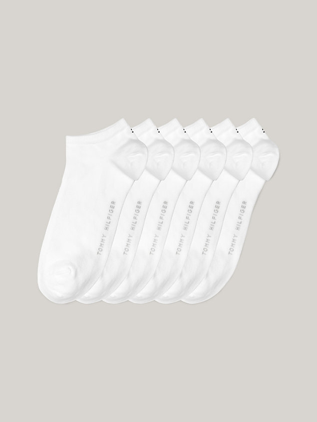 white 6-pack trainer socks for men tommy hilfiger