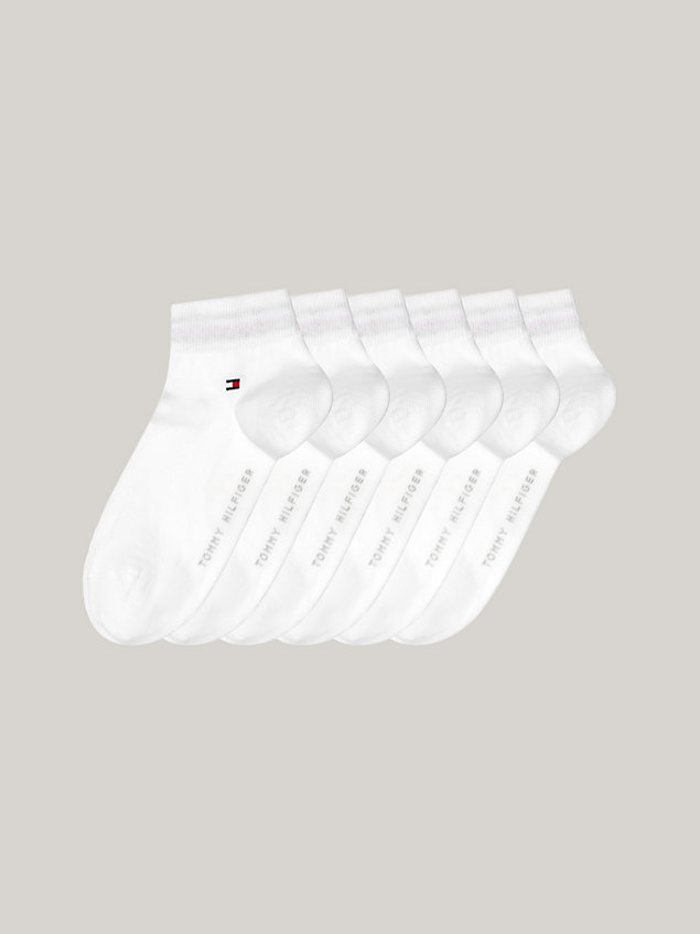 white 6-pack ankle socks for men tommy hilfiger