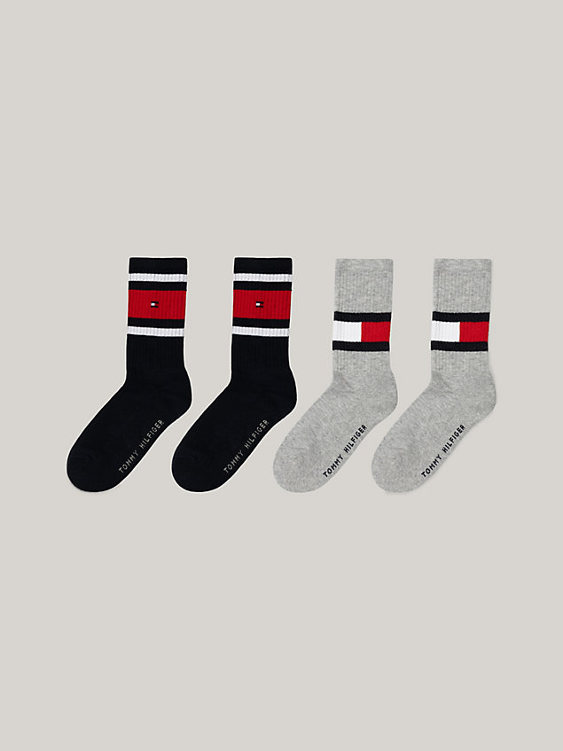 grey kids set van 4 paar sokken met vlag voor unisex - tommy hilfiger
