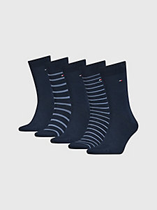 blue 5-pack stripe socks gift box for men tommy hilfiger