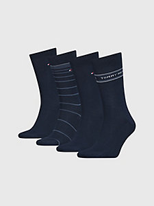 coffret cadeau 4 paires de chaussettes rayées bleu pour hommes tommy hilfiger