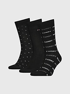 black 3-pack logo socks gift box for men tommy hilfiger