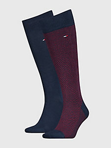 blue 2-pack herringbone knee-high socks for men tommy hilfiger