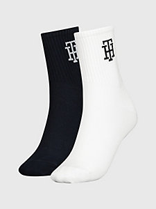 white 2-pack monogram short socks for women tommy hilfiger