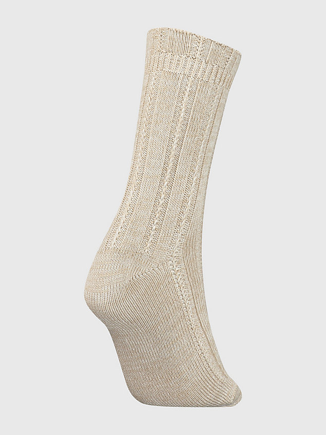 beige 1-pack mélange socks for women tommy hilfiger