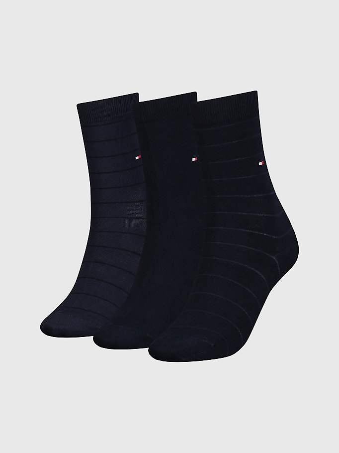 blue 3-pack short socks gift box for women tommy hilfiger