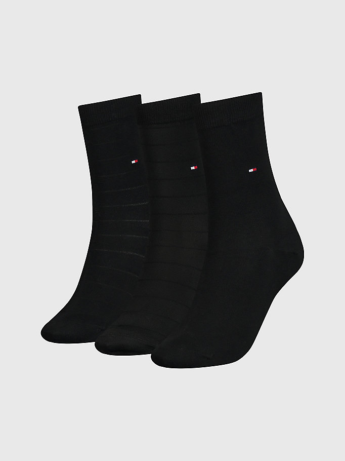 black 3-pack short socks gift box for women tommy hilfiger
