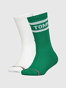 green kids' 2-pack sport socks for unisex tommy hilfiger
