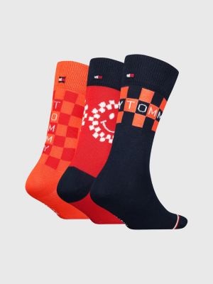 Kids' 3Pack Checkerboard Socks Gift Box ORANGE Tommy Hilfiger