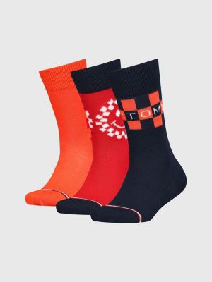 Kids' 3Pack Checkerboard Socks Gift Box ORANGE Tommy Hilfiger