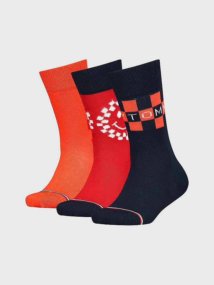 coffret cadeau 3 paires de chaussettes enfant orange pour unisex tommy hilfiger